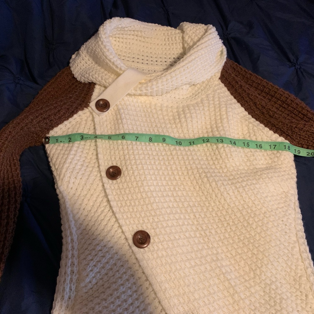 Amazon Cream and Brown Cowl Neck Sweater - Picture 4 of 5